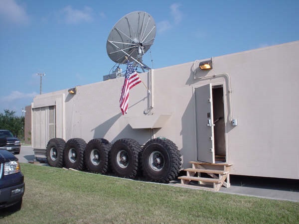 Safe Haven mobile command center with satellite dish